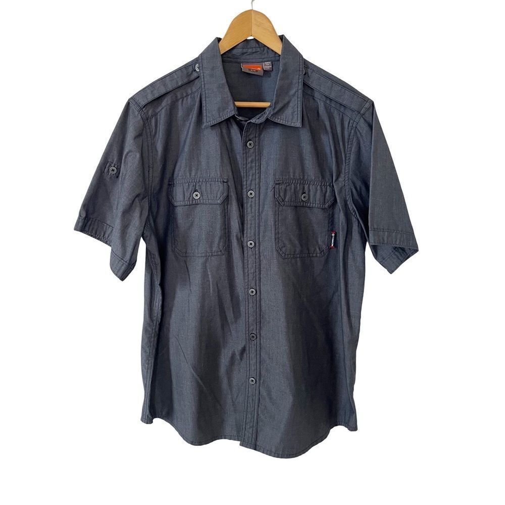 Merrell Dark Grey Short Sleeve Casual Button‎ Down Shirt